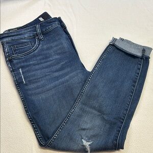 Kut from the Kloth Denim Jeans Vigoss Dark Blue Distressed Skinny Jeans